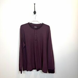 UNTUCKit Henley Shirt Mens XL Thermal Schrock Tan Snap Button Long Sleeve Casual